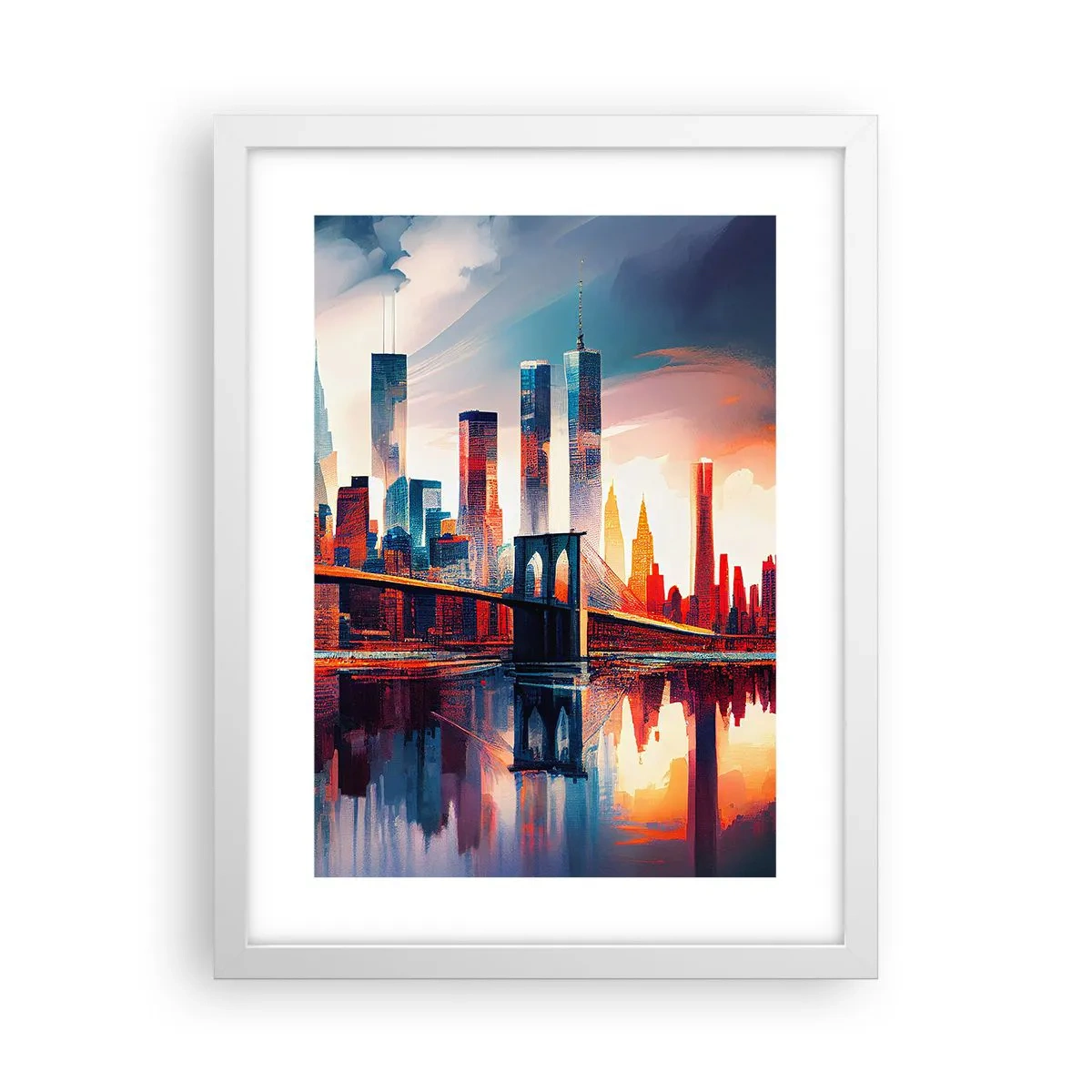 Póster en marco blanco - Nueva York siempre luce - 30x40 cm