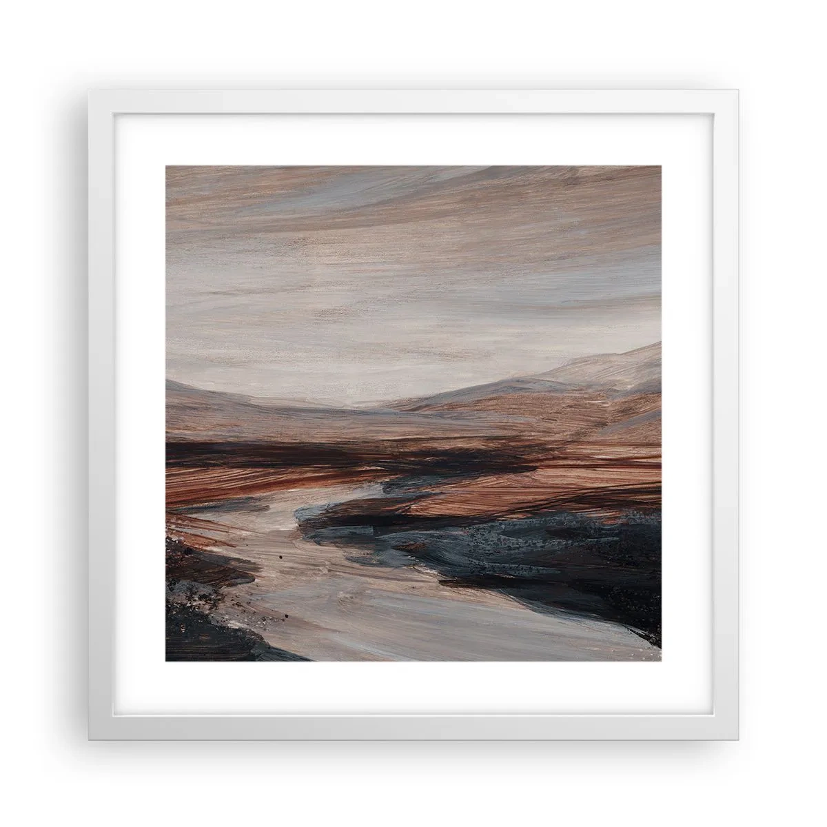 Póster en marco blanco - Valle apacible - 40x40 cm