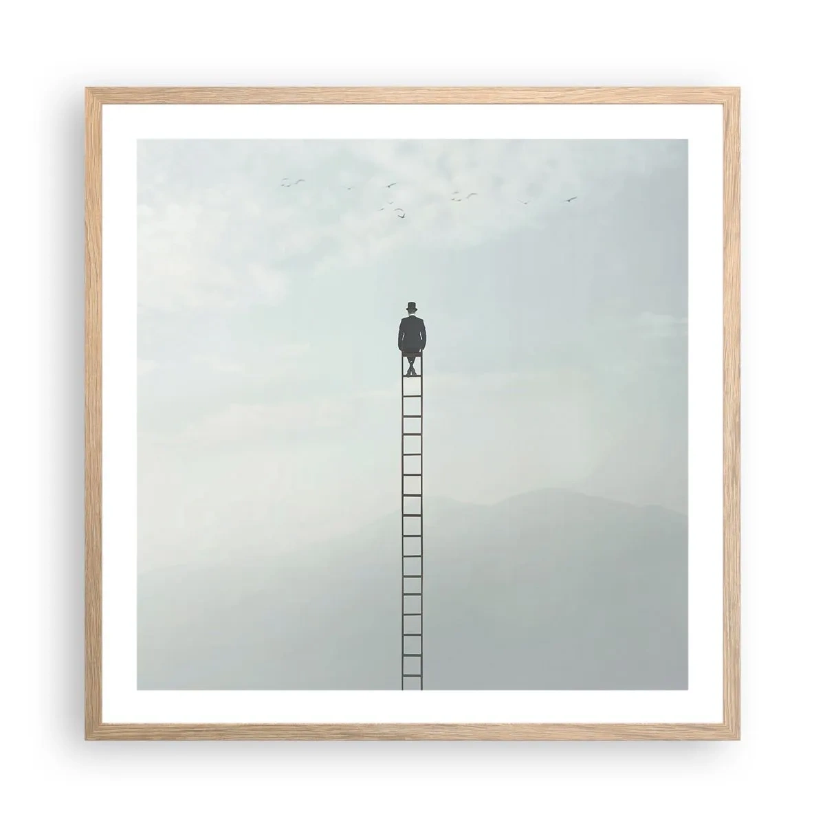 Póster en marco roble claro - Hacia lo más alto - 60x60 cm