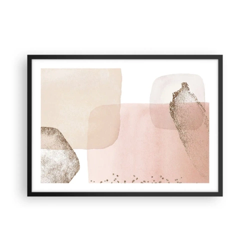 Póster en marco negro - Manchas pastel con elementos dorados - 70x50cm - Una mirada a través del color - Decoración de pared moderna para salón y dormitorio ARTTOR