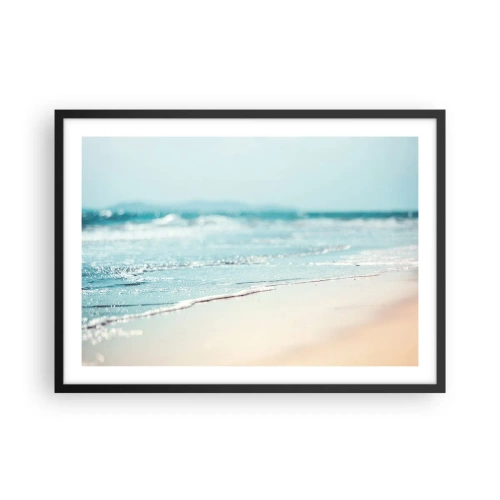 Póster en marco negro - Suaves olas del océano en una playa de arena - 70x50cm - Calor y brisa - Decoración de pared moderna para salón y dormitorio ARTTOR