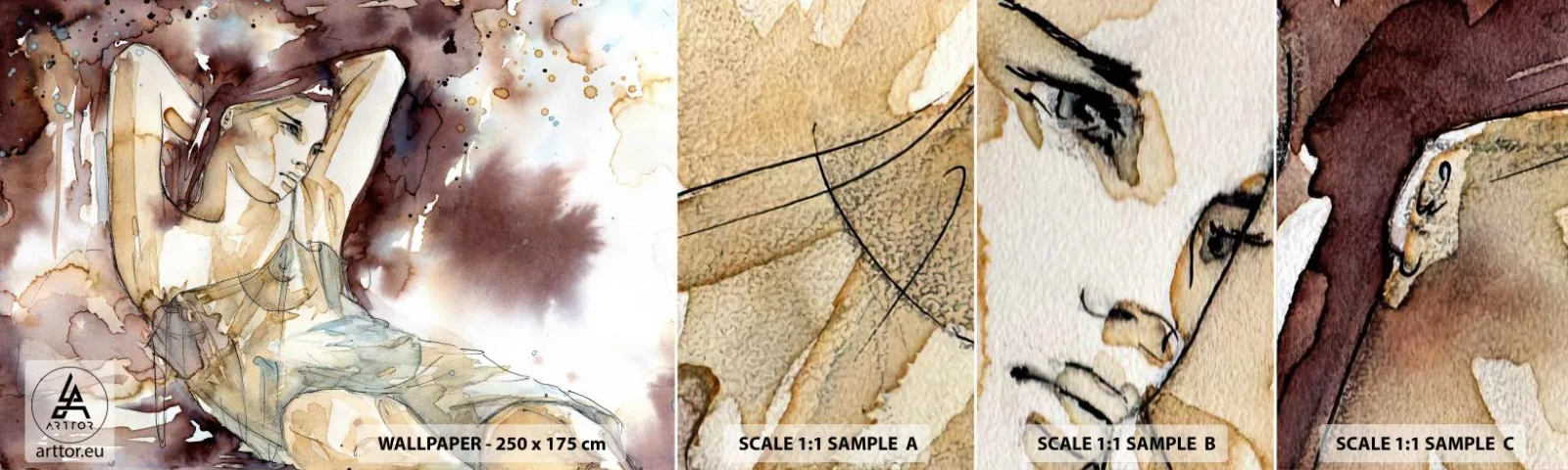 Muestra de fotomural autoadhesivo Deluxe Sticker - En un estado de ánimo armónico - Abstracción, Mujer, Cuerpo - 100x30 cm