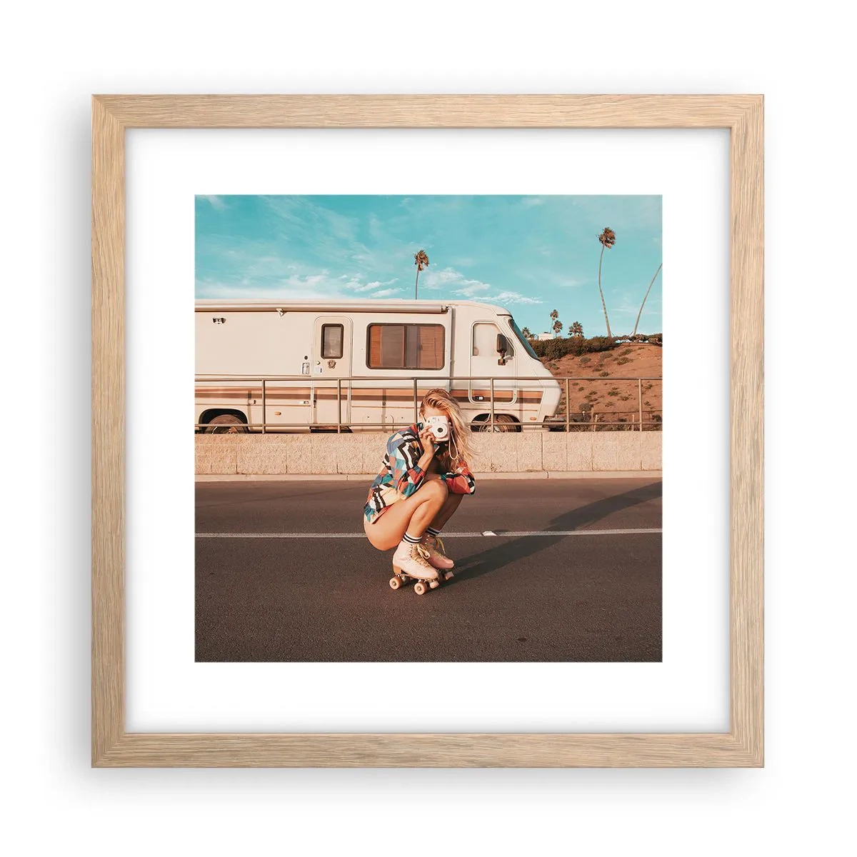 Póster en marco roble claro - ¡Sonrían, por favor! - 30x30 cm