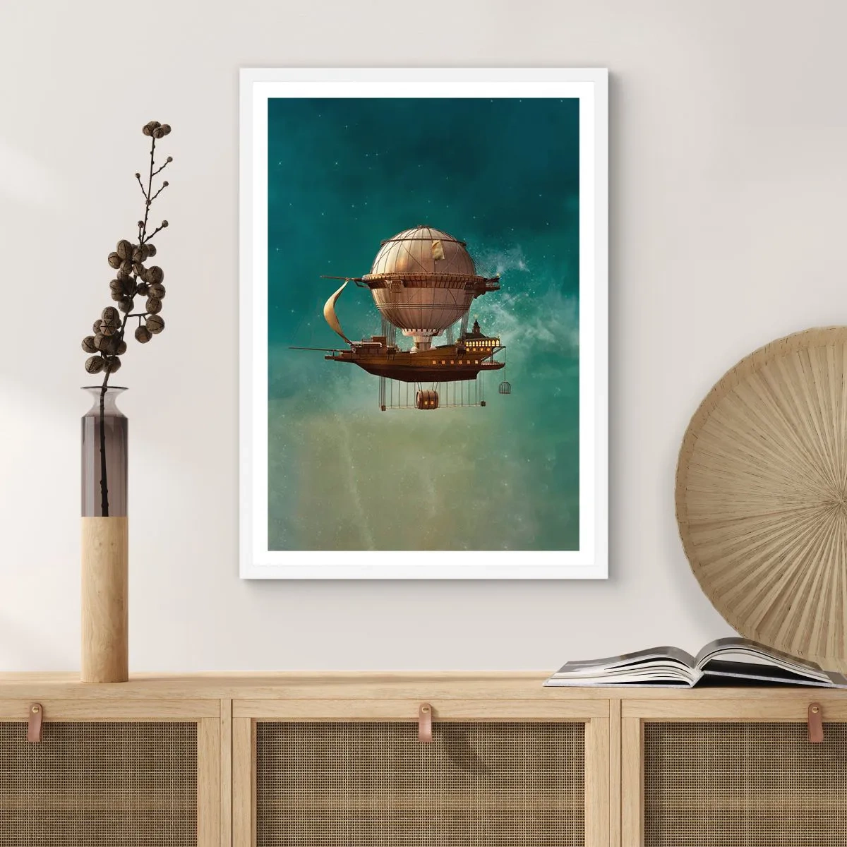 Póster en marco blanco - Julio Verne saluda - 70x100 cm