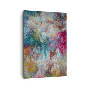 Cuadro sobre lienzo - Impresión de Imagen - Una abstracción colorida que se asemeja a flores en flor. - 50x70cm - En plena floración - Decoración de pared moderna para salón y dormitorio ARTTOR