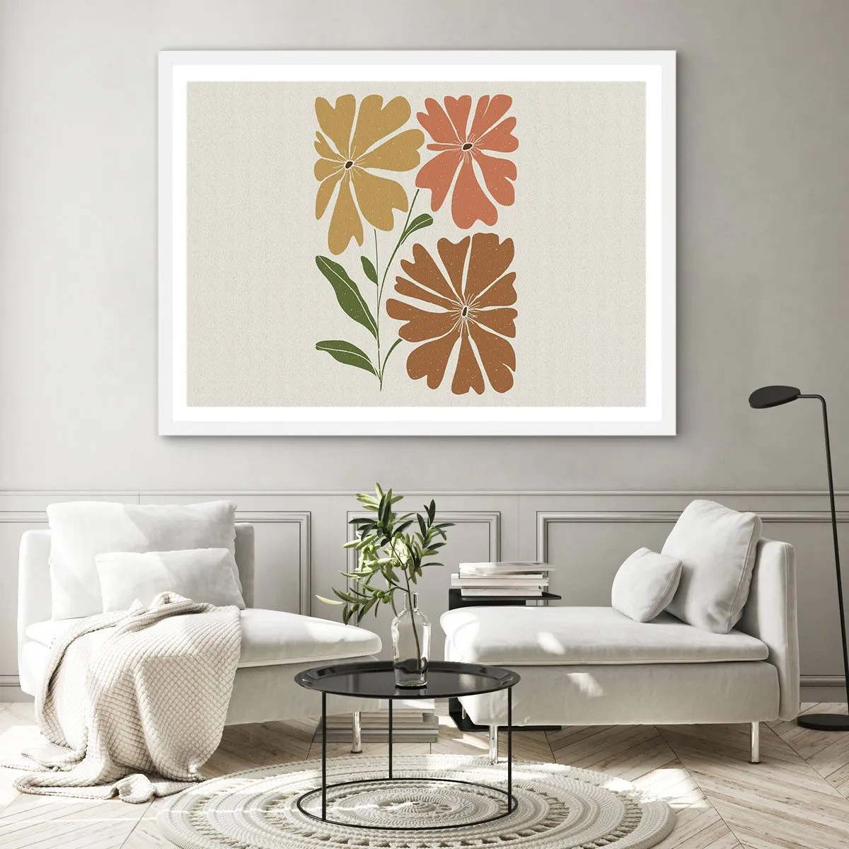Póster en marco blanco - Naturaleza y geometría - 100x70 cm