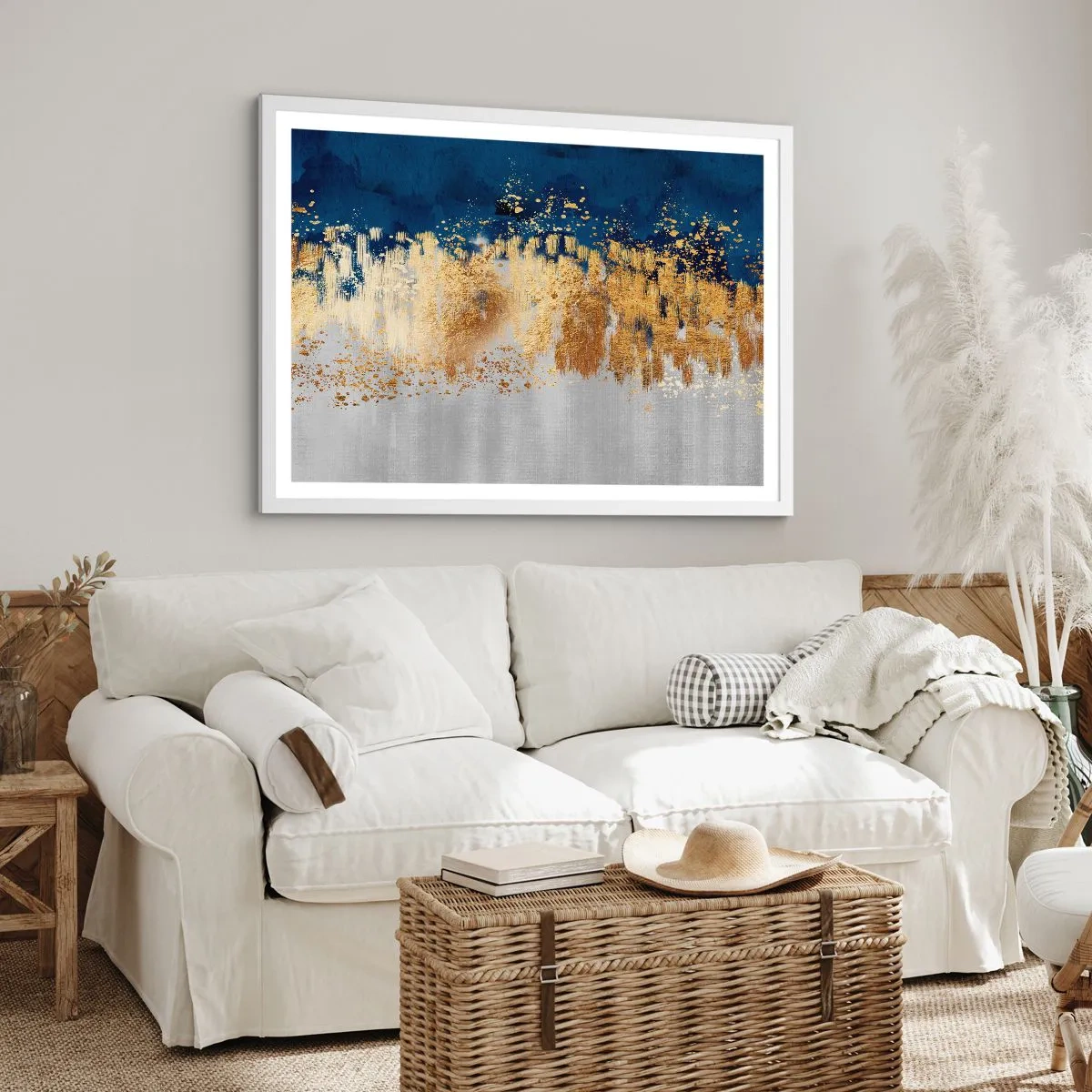 Póster en marco blanco - Composición moderna con chispas - 100x70 cm