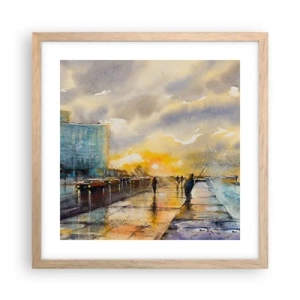 Póster en marco roble claro - Vida en la orilla - 40x40 cm