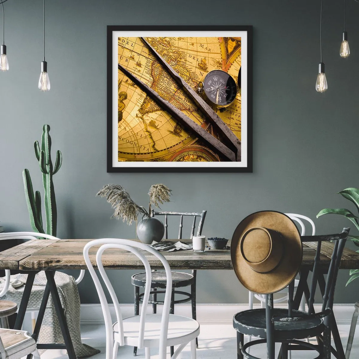 Póster en marco negro - ¿Dónde están los tesoros? - 40x40 cm