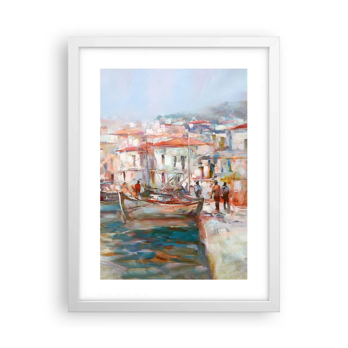 Póster en marco blanco - Vacaciones en colores pastel - 30x40 cm