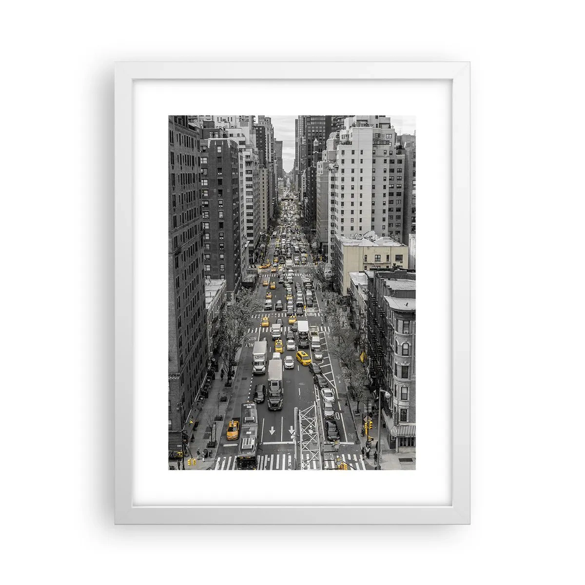 Póster en marco blanco - La vida de Nueva York - 30x40 cm