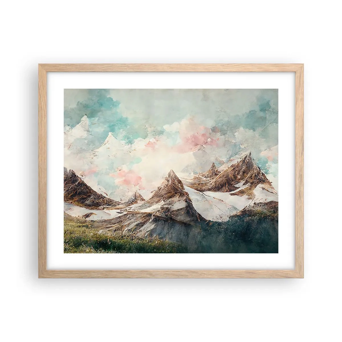 Póster en marco roble claro - Filos rocosos - 50x40 cm