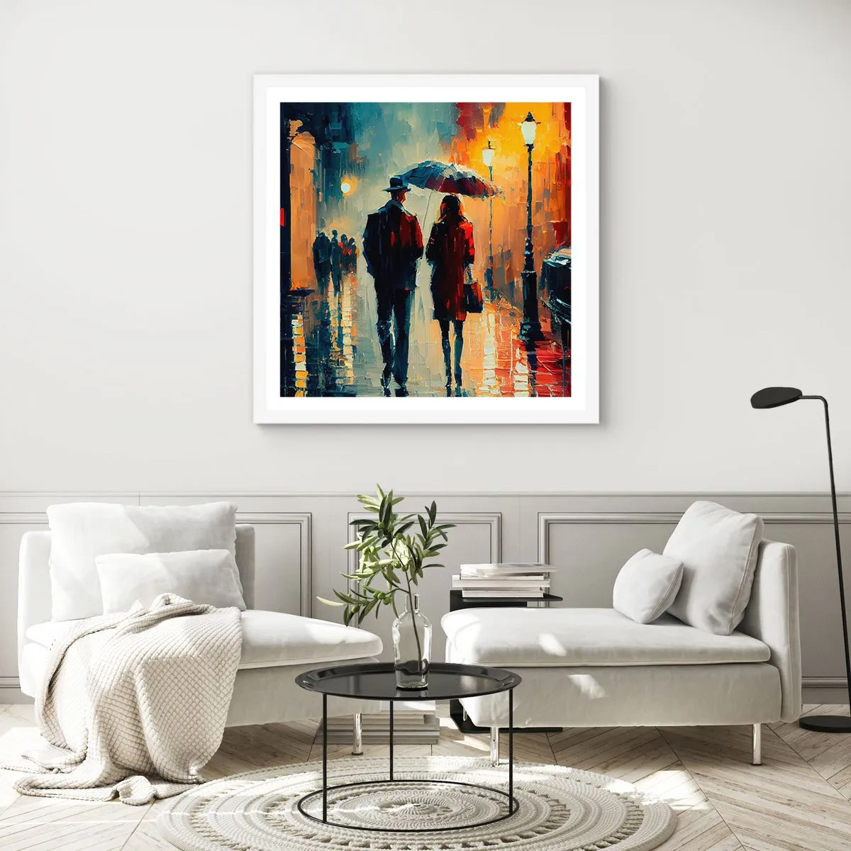 Póster en marco blanco - Historia de amor urbana - 30x30 cm