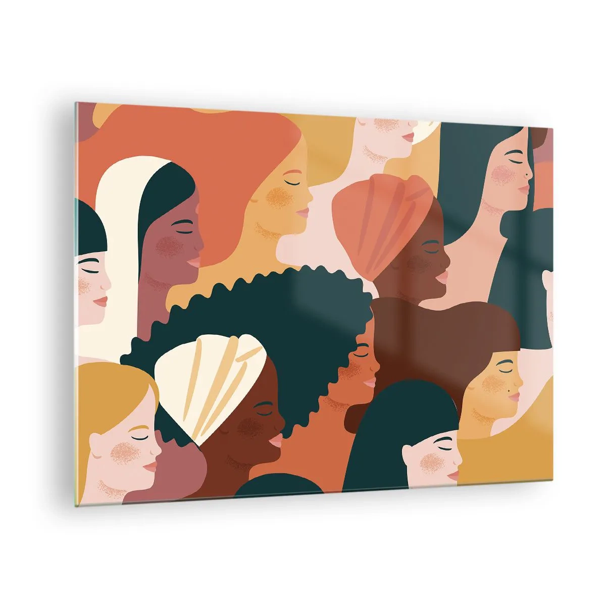 Cuadro sobre vidrio - Impresiones sobre Vidrio - Ilustración elegante de diversas siluetas femeninas. - 70x50cm - La feminidad - Decoración de pared moderna para salón y dormitorio ARTTOR
