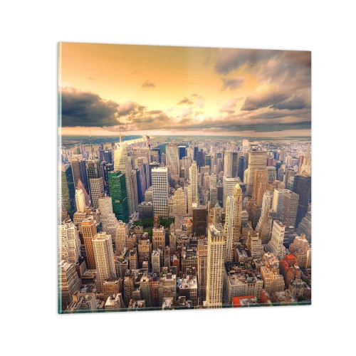 Cuadro sobre vidrio - Impresiones sobre Vidrio - Metrópolis dorada - 50x50 cm