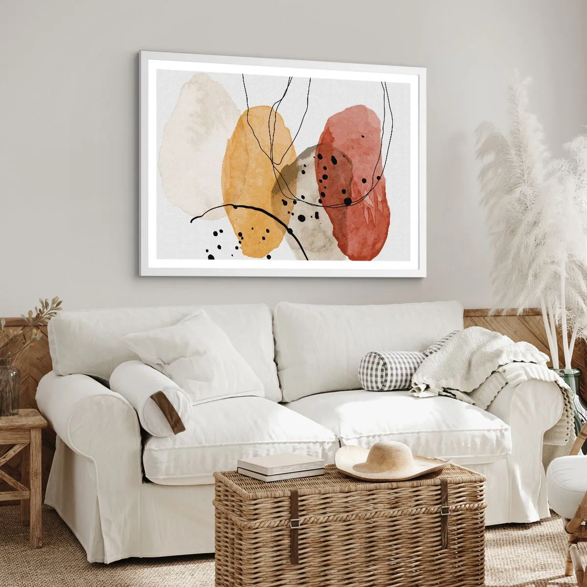 Póster en marco blanco - Líneas y transparencias - 100x70 cm