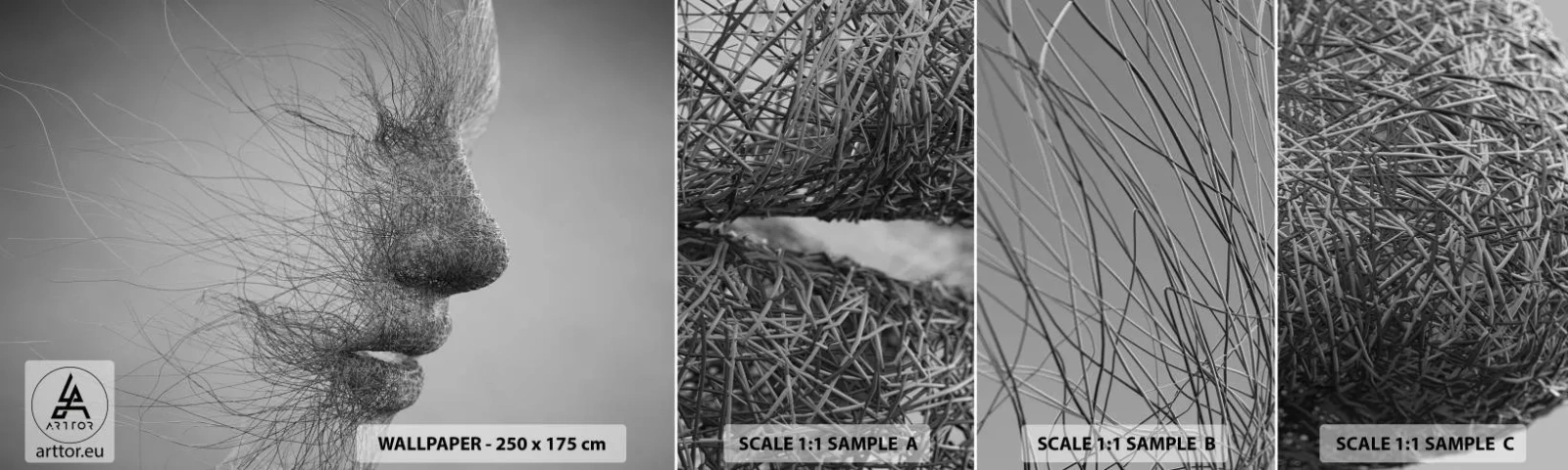 Muestra de fotomural autoadhesivo Deluxe Sticker - Espíritu del viento - Abstracción, cara de mujer, Gráficos - 100x30 cm