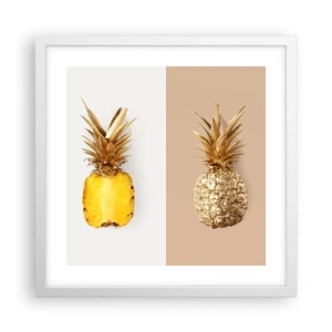 Póster en marco blanco - Piña y media - 40x40 cm