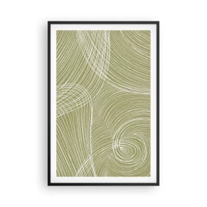 Póster en marco negro - Abstracción intrincada en blanco - 61x91 cm
