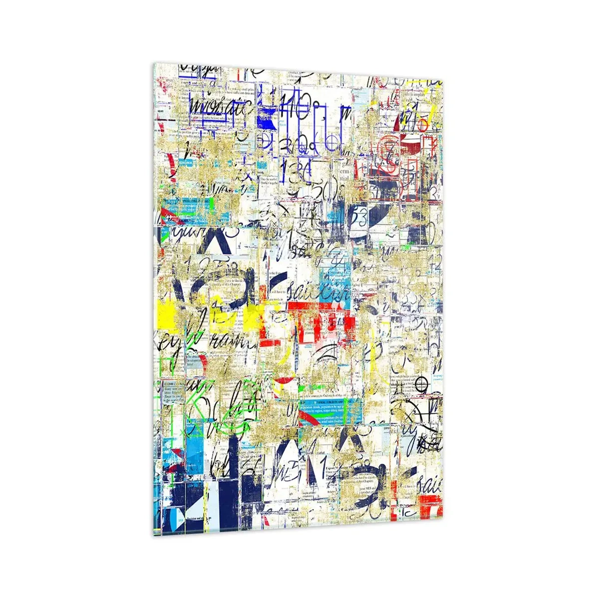 Cuadro sobre vidrio - Impresiones sobre Vidrio - Grafiti abstracto con inscripciones y patrones coloridos. - 80x120cm - Simplemente agradable a la vista - Decoración de pared moderna para salón y dormitorio ARTTOR