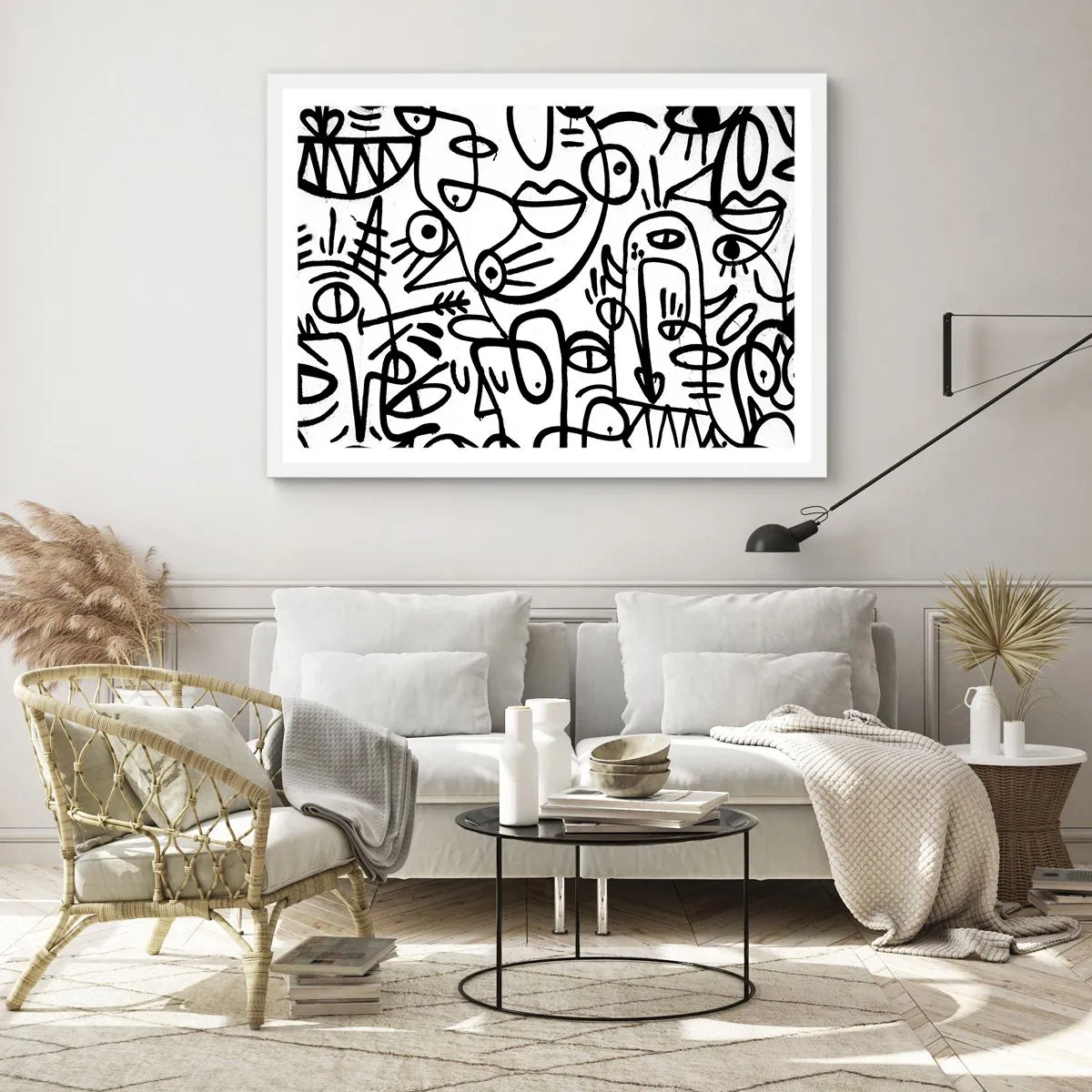 Póster en marco blanco - Rostros y espejismos - 50x40 cm