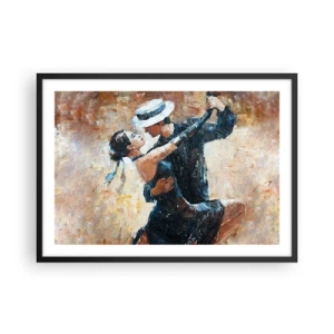 Póster en marco negro - Una pareja bailando tango en un estilo romántico y elegante. - 70x50cm - Estilo Rudolf Valentino - Decoración de pared moderna para salón y dormitorio ARTTOR