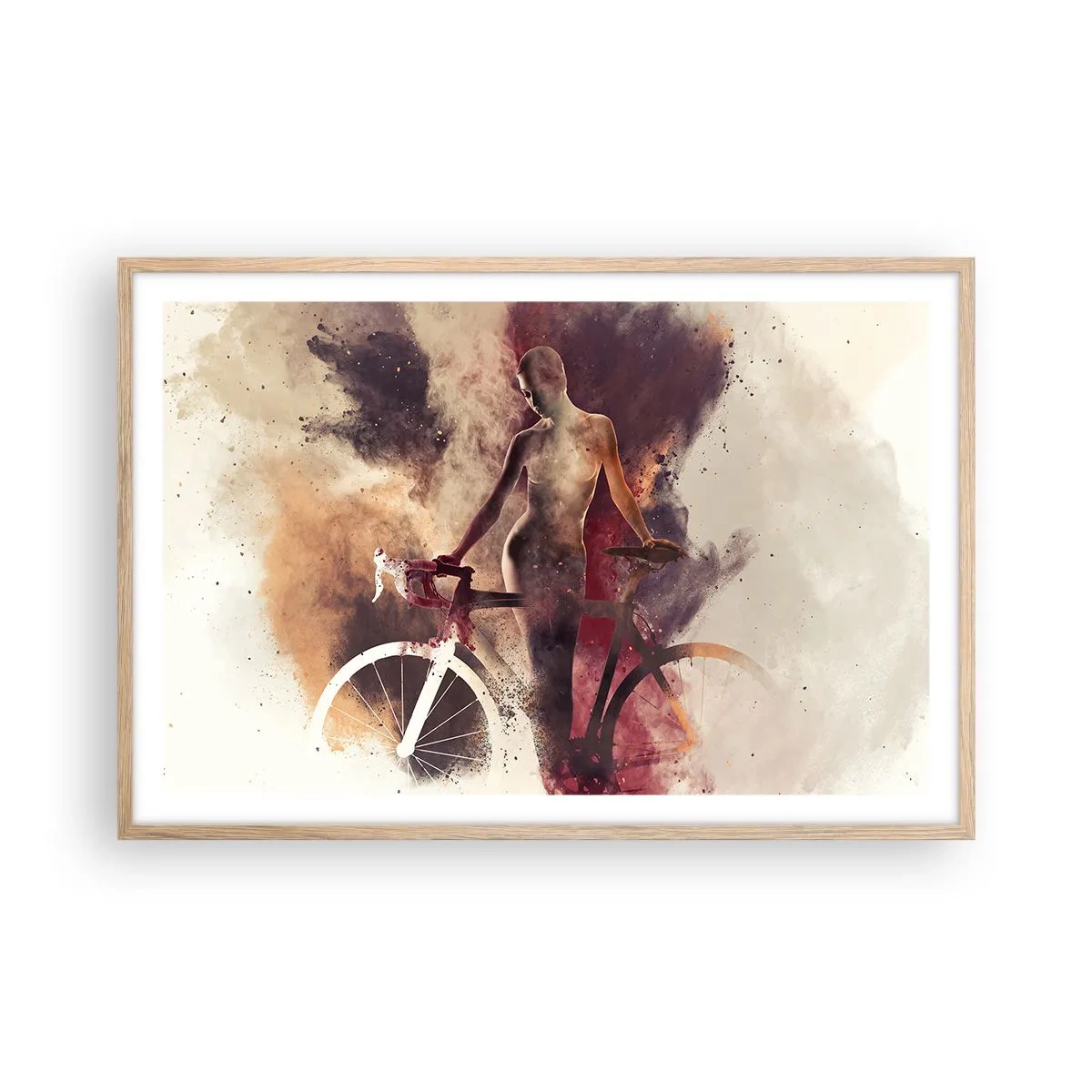 Póster en marco roble claro - En las formas de mármol un alma ciclista - 91x61 cm