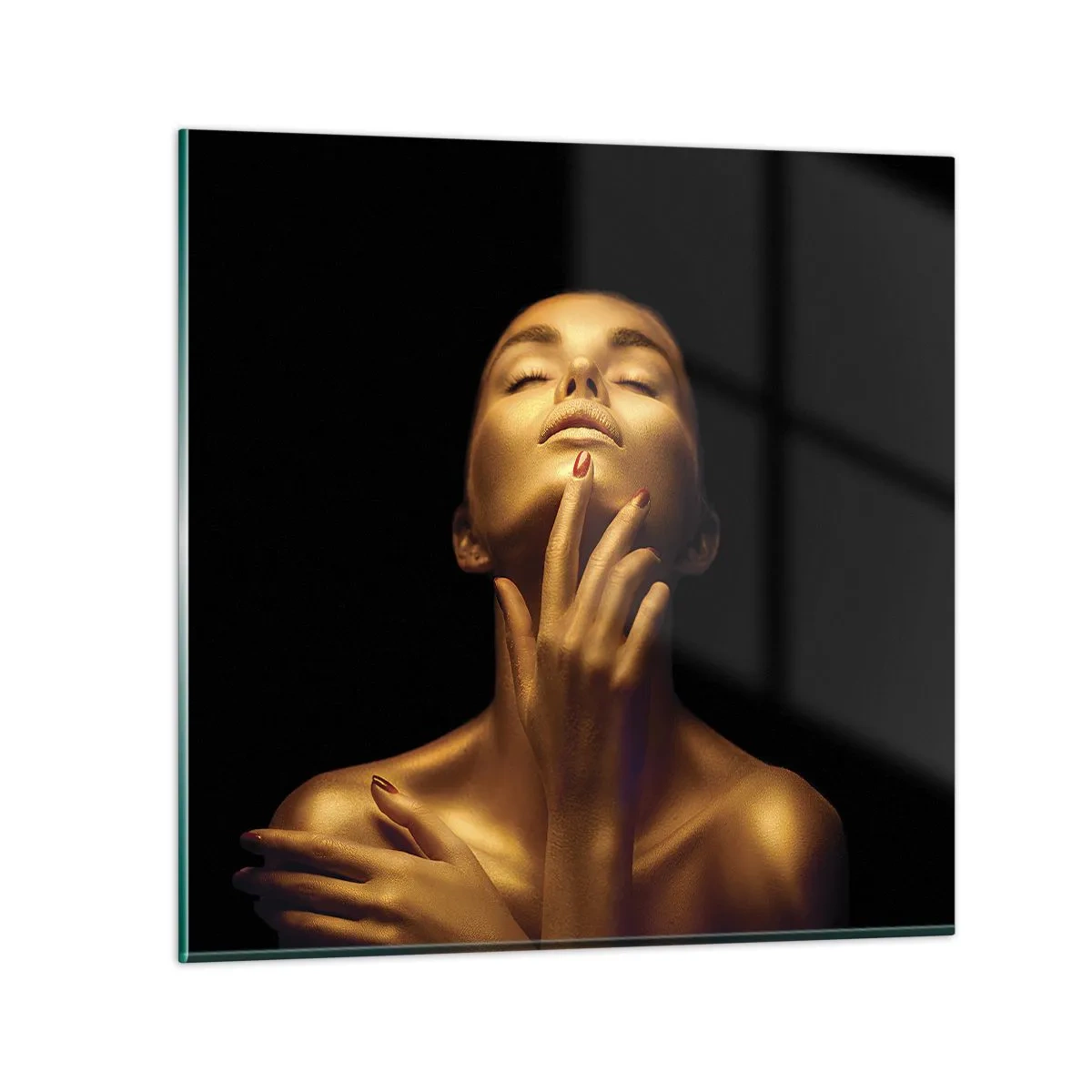 Cuadro sobre vidrio - Impresiones sobre Vidrio - Como seda dorada - 50x50 cm