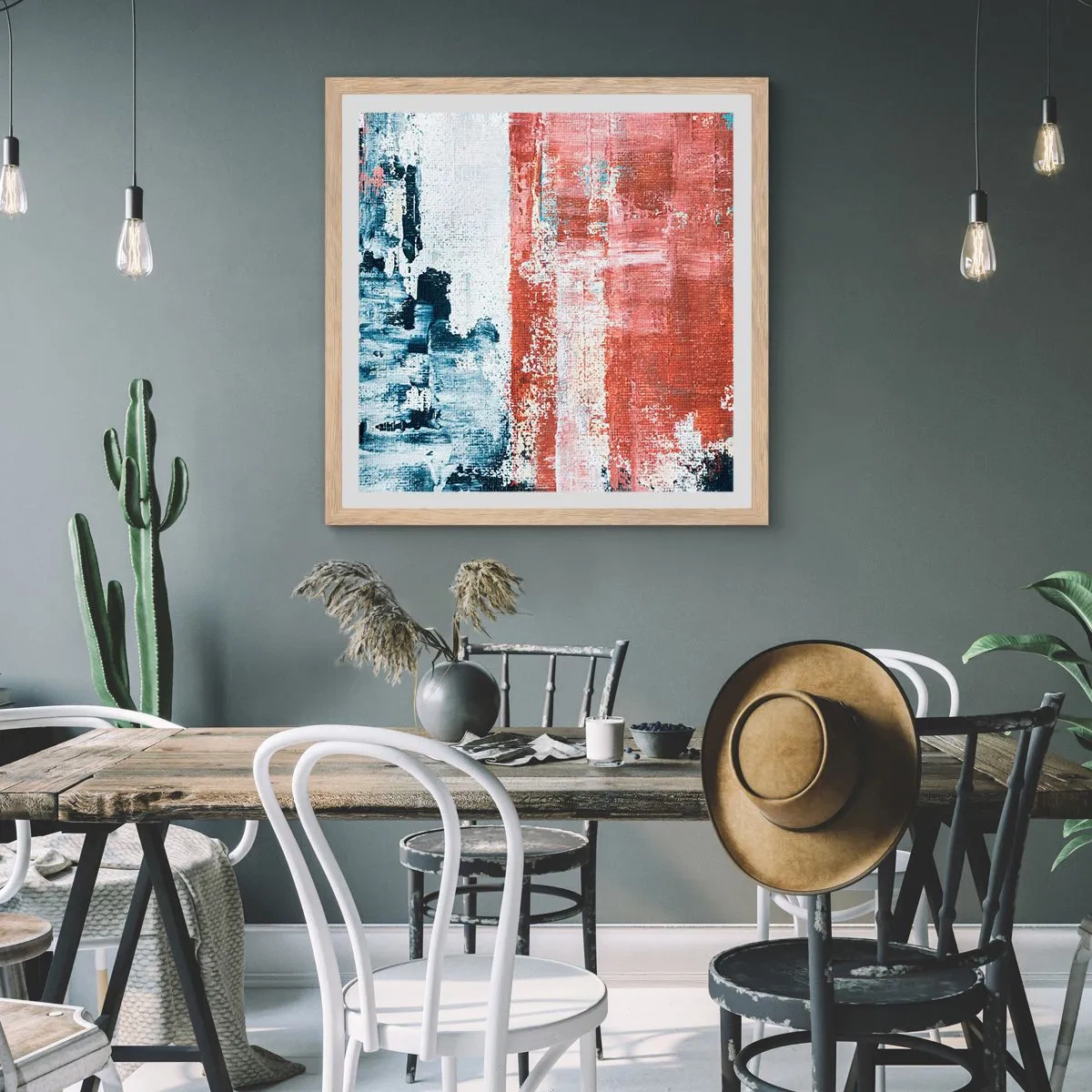 Póster en marco roble claro - Mitad abstracción, mitad abstracción - 40x40 cm