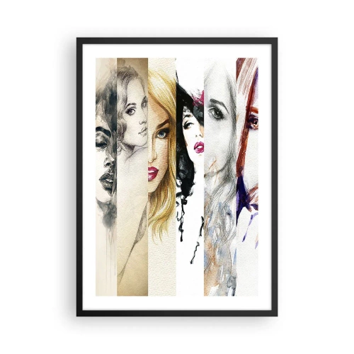 Póster en marco negro - Retratos de mujeres en diversos estilos artísticos - 50x70cm - Y siempre eres tú - Decoración de pared moderna para salón y dormitorio ARTTOR
