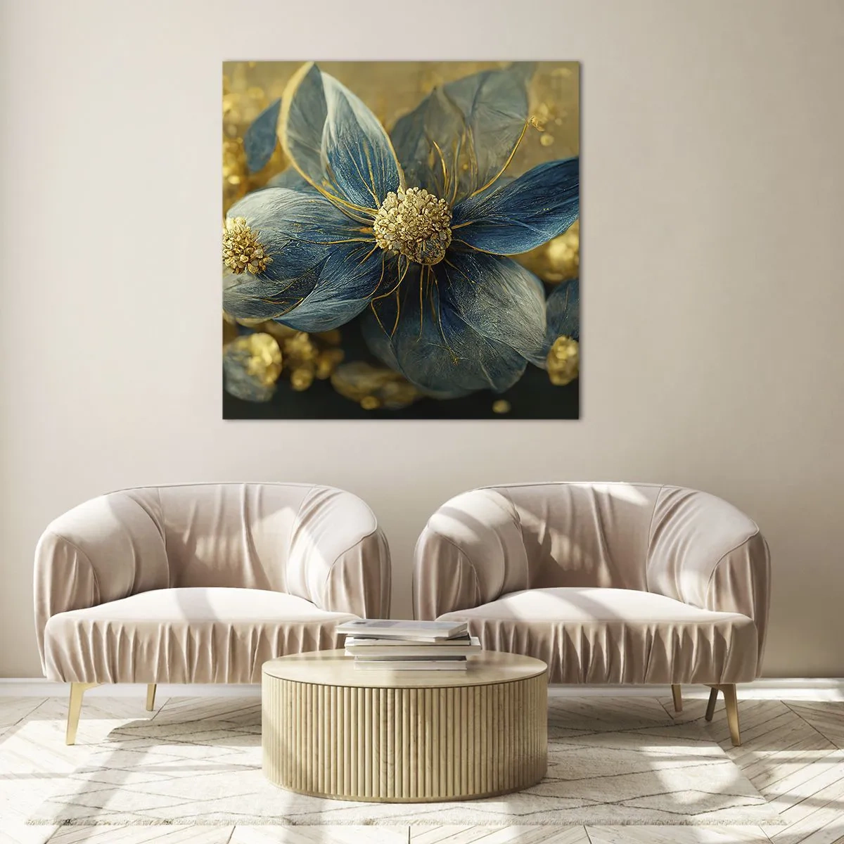 Cuadro sobre vidrio - Impresiones sobre Vidrio - Flor de oro - 30x30 cm