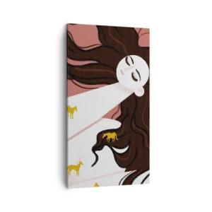 Cuadro sobre lienzo - Impresión de Imagen - Sueño de caballos dorados - 45x80 cm