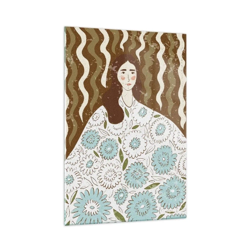 Cuadro sobre vidrio - Impresiones sobre Vidrio - Retrato con túnica de flores - 70x100 cm