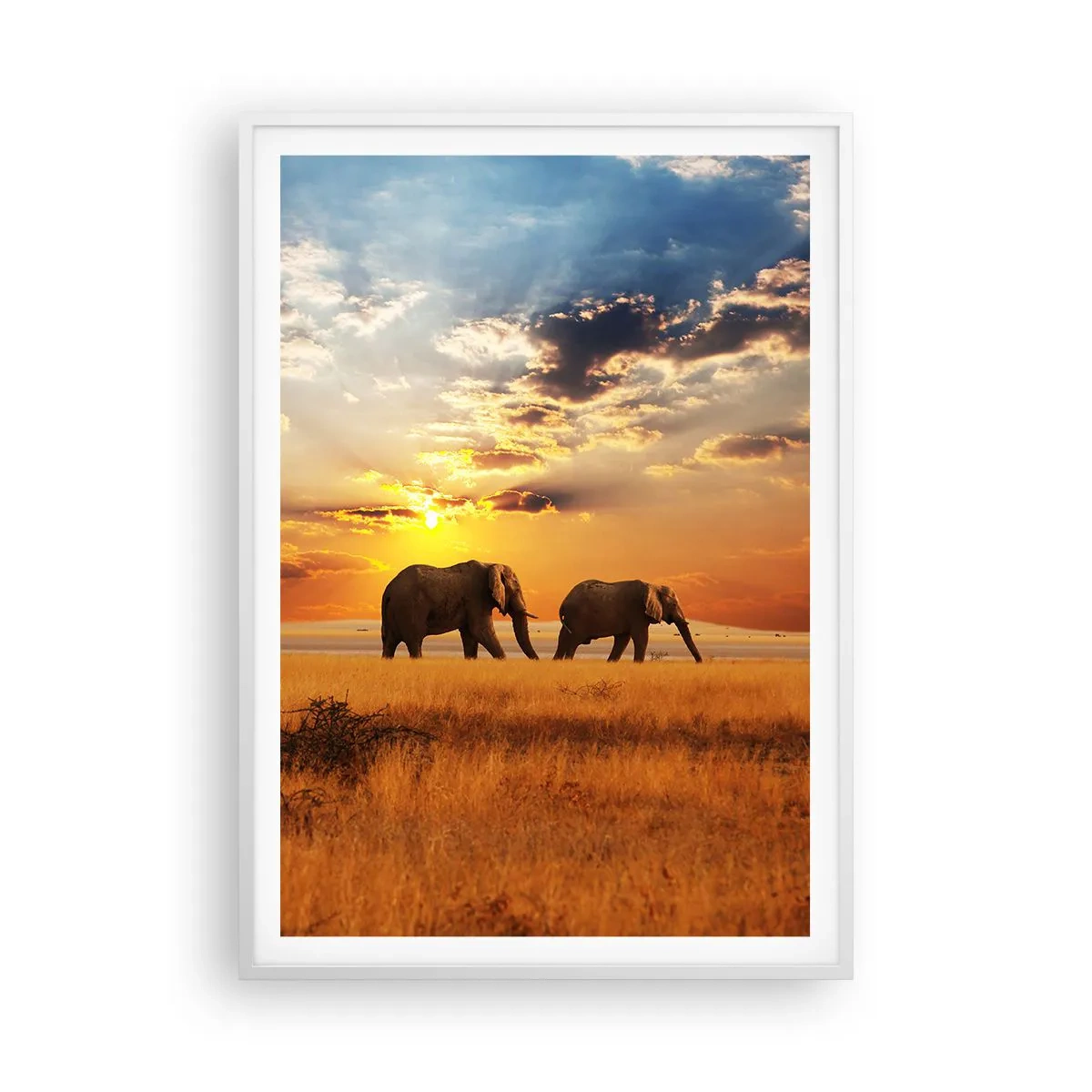 Póster en marco blanco - Un paseo en familia - 70x100 cm