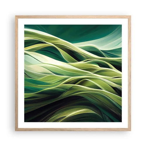 Póster en marco roble claro - Un juego abstracto de color verde - 60x60 cm