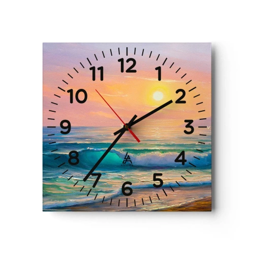 Reloj de pared - Reloj de vidrio - El canto turquesa de las olas - 30x30 cm