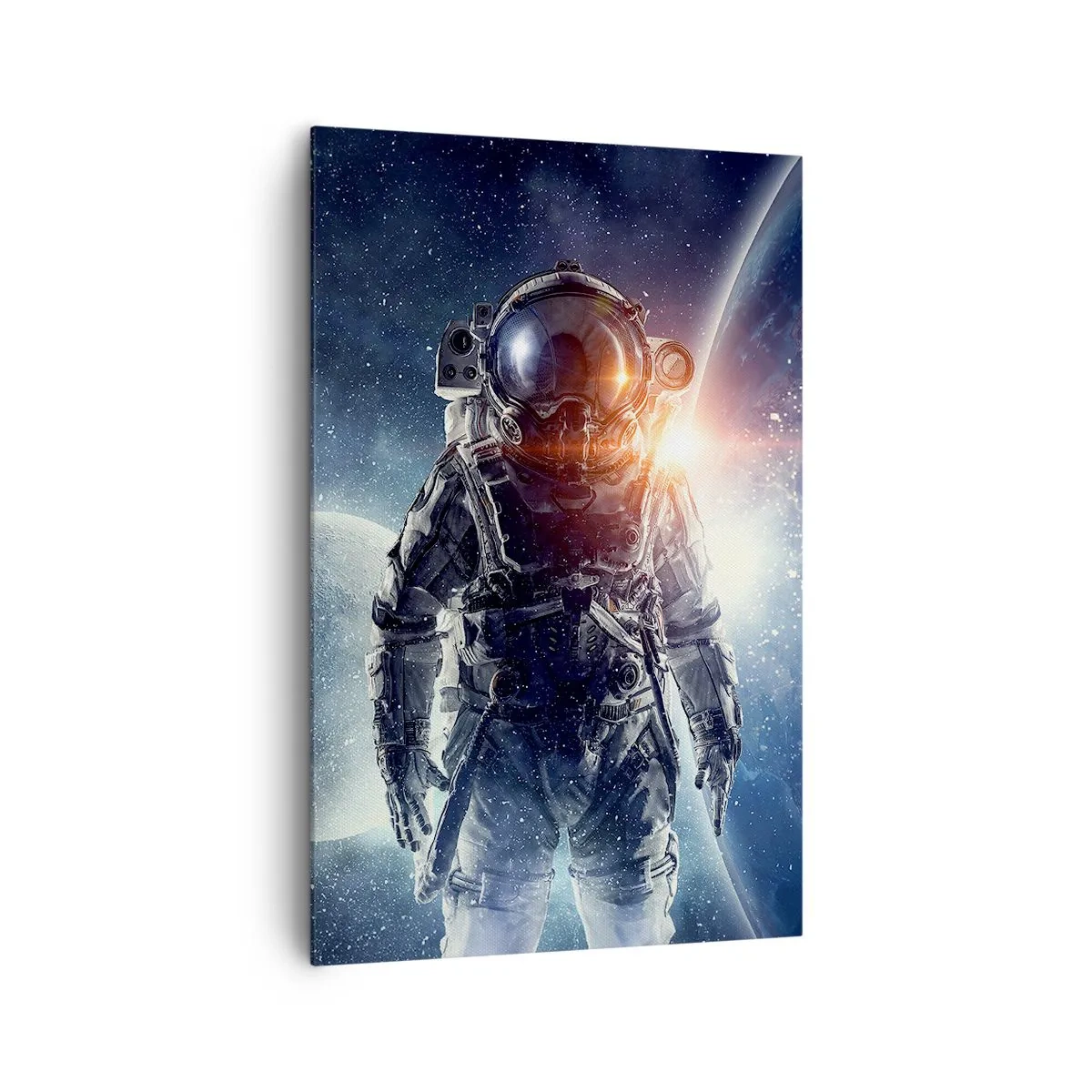 Cuadro sobre lienzo - Impresión de Imagen - Astronauta con el espacio y el planeta Tierra como telón de fondo - 80x120cm - Una aventura cósmica - Decoración de pared moderna para salón y dormitorio ARTTOR