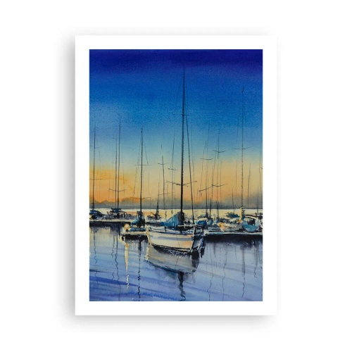 Póster - Una escena pictórica de veleros en un puerto al atardecer. - 50x70cm - El final de un buen día - Decoración de pared moderna para salón y dormitorio ARTTOR