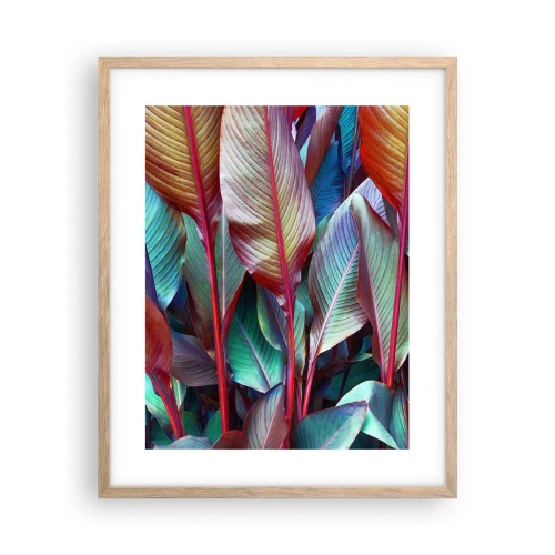 Póster en marco roble claro - Un matorral de colores - 40x50 cm