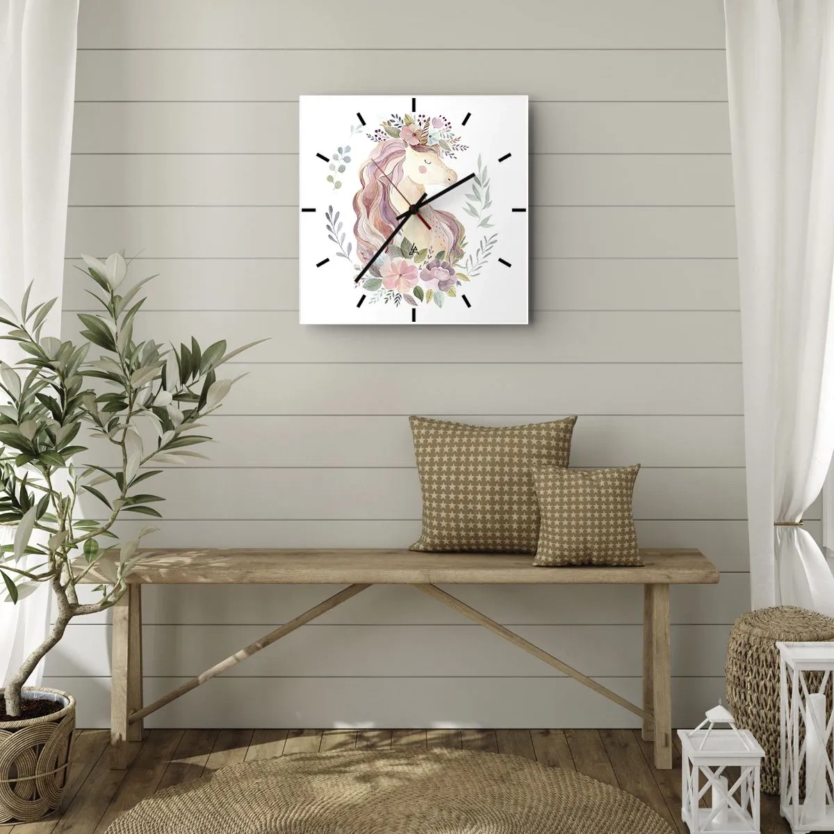 Reloj de pared - Reloj de vidrio - Una invitación al mundo de los cuentos de hadas - 30x30 cm