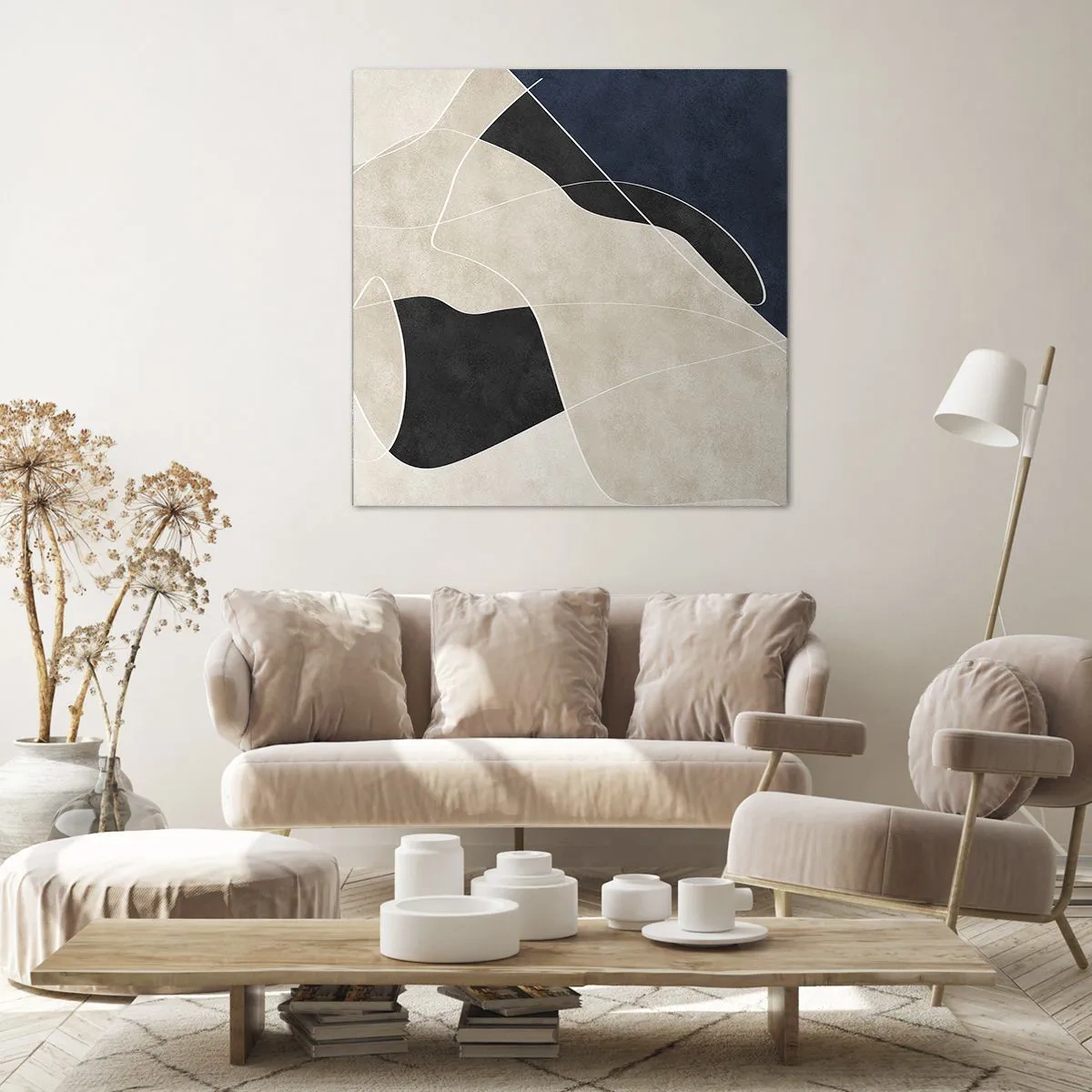 Cuadro sobre lienzo - Impresión de Imagen - Composición abstracta - contraste de colores - 60x60 cm