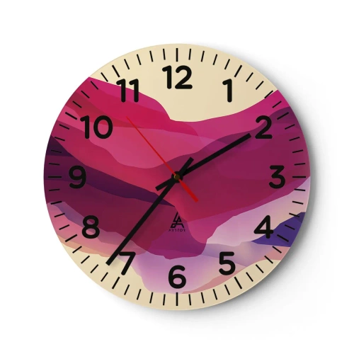 Reloj de pared - Reloj de vidrio - Ondas púrpuras - 30x30 cm