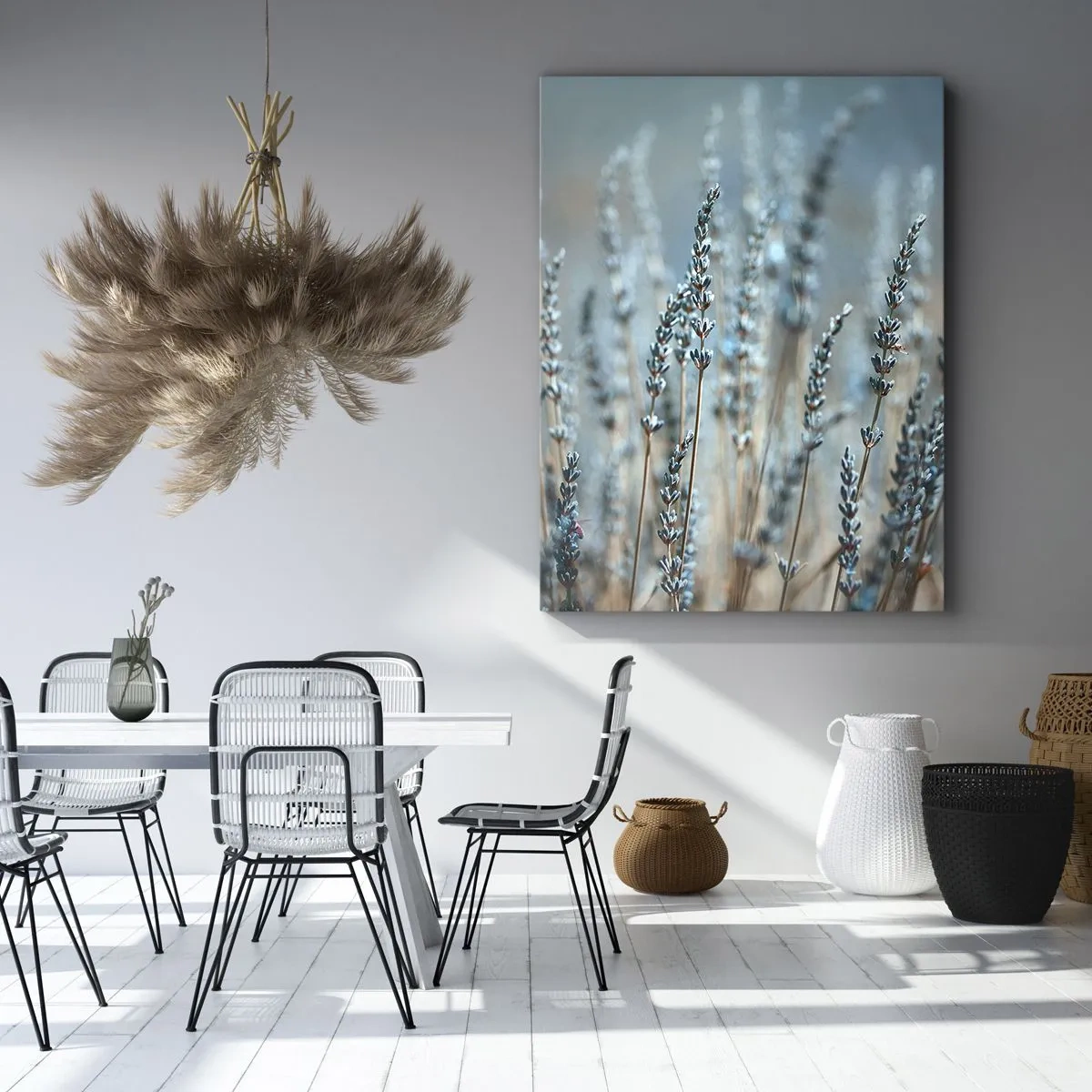Cuadro sobre lienzo - Impresión de Imagen - Lavanda en el campo en sutiles tonos pastel. - 50x70cm - Fragante pasto - Decoración de pared moderna para salón y dormitorio ARTTOR
