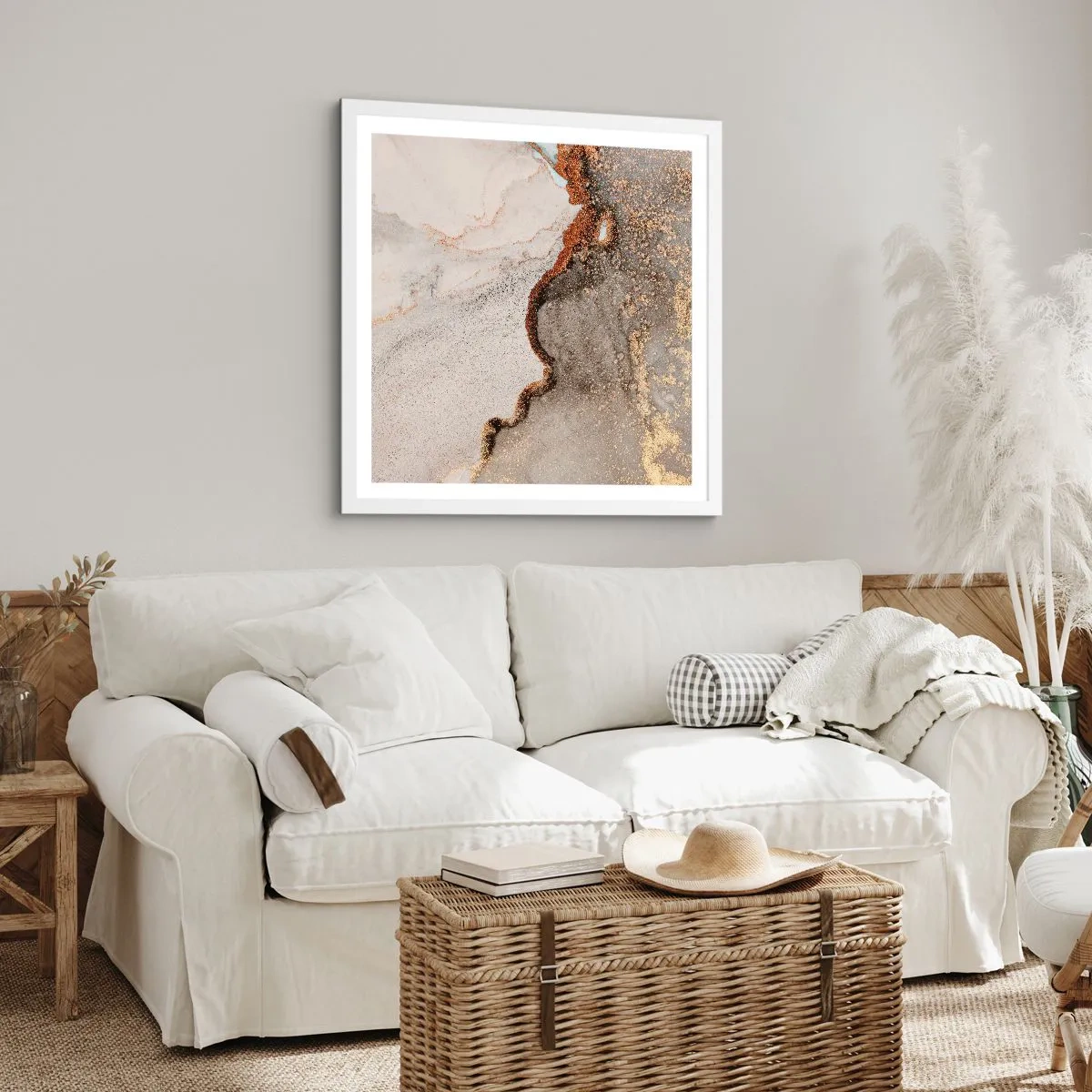 Póster en marco blanco - En la frontera de los colores - 30x30 cm