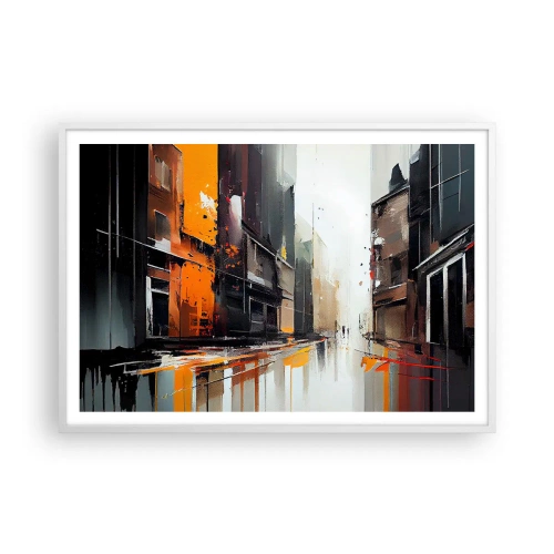 Póster en marco blanco - Día lluvioso - 100x70 cm