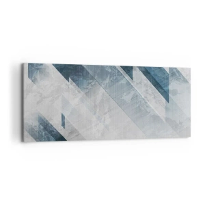 Cuadro sobre lienzo - Impresión de Imagen - Líneas abstractas en tonos grises y azules. - 120x50cm - Composición espacial - movimiento de grises - Decoración de pared moderna para salón y dormitorio ARTTOR