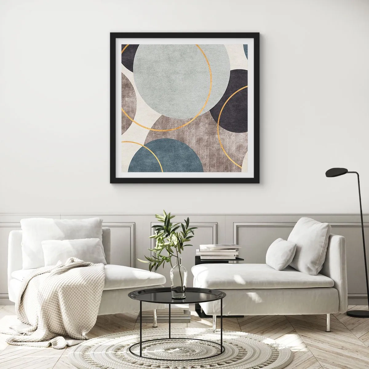 Póster en marco negro - Círculo tras círculo - 30x30 cm