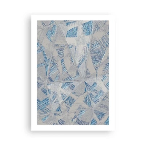 Póster - Abstracción geométrica en tonos azules y grises. - 50x70cm - En un laberinto gris azulado - Decoración de pared moderna para salón y dormitorio ARTTOR