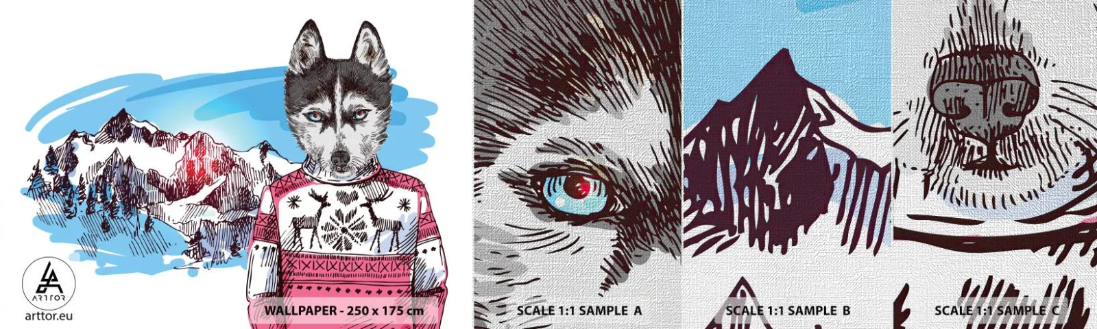 Muestra de fotomural Premium Canvas - Un lobo con piel de cordero - Abstracción, Lobo, Para niños - 100x30 cm