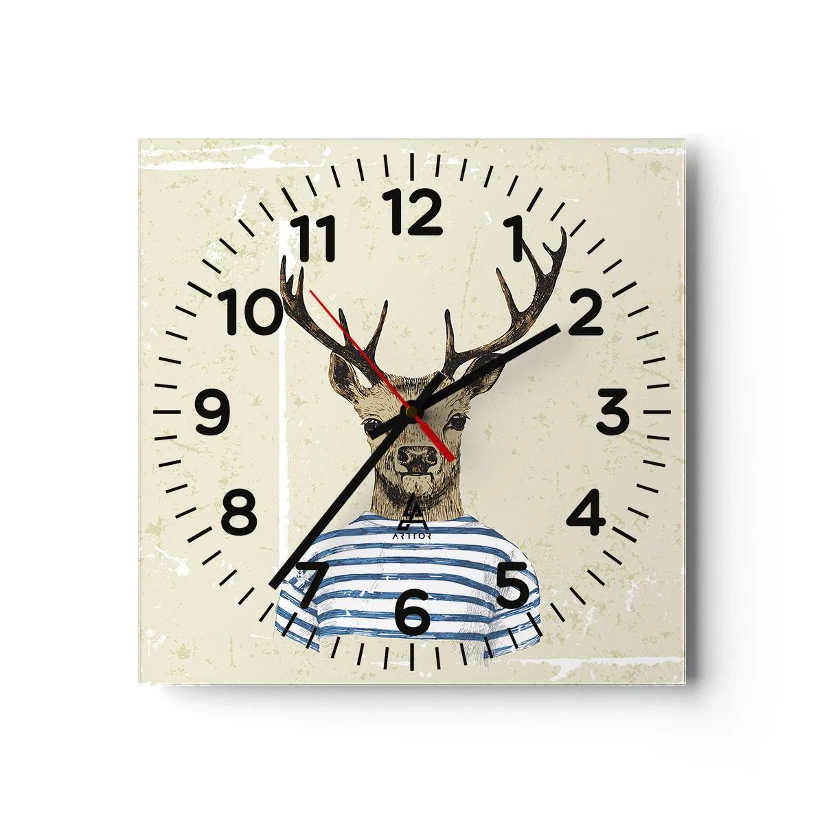 Reloj de pared - Reloj de vidrio - Porque me gustan las camisas de rayas - 30x30 cm